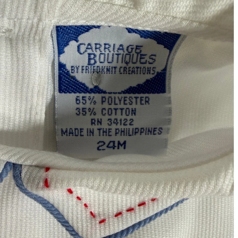 Carriage Boutiques Boys Smocked Bobby Suit Blue White Dog 24M Old Money Vintage